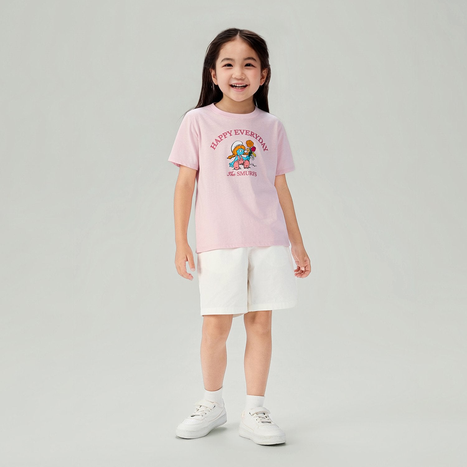 Junior's Relaxed Fit Smurfs Print Crew Neck Tee - Image 1