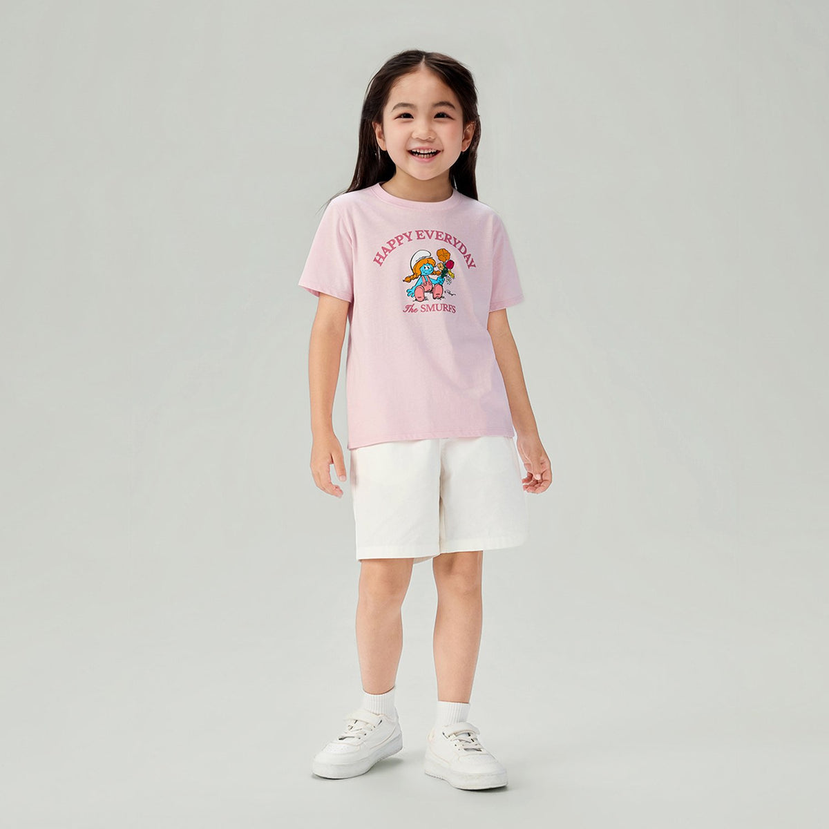 Junior's Relaxed Fit Smurfs Print Crew Neck Tee - Image 1