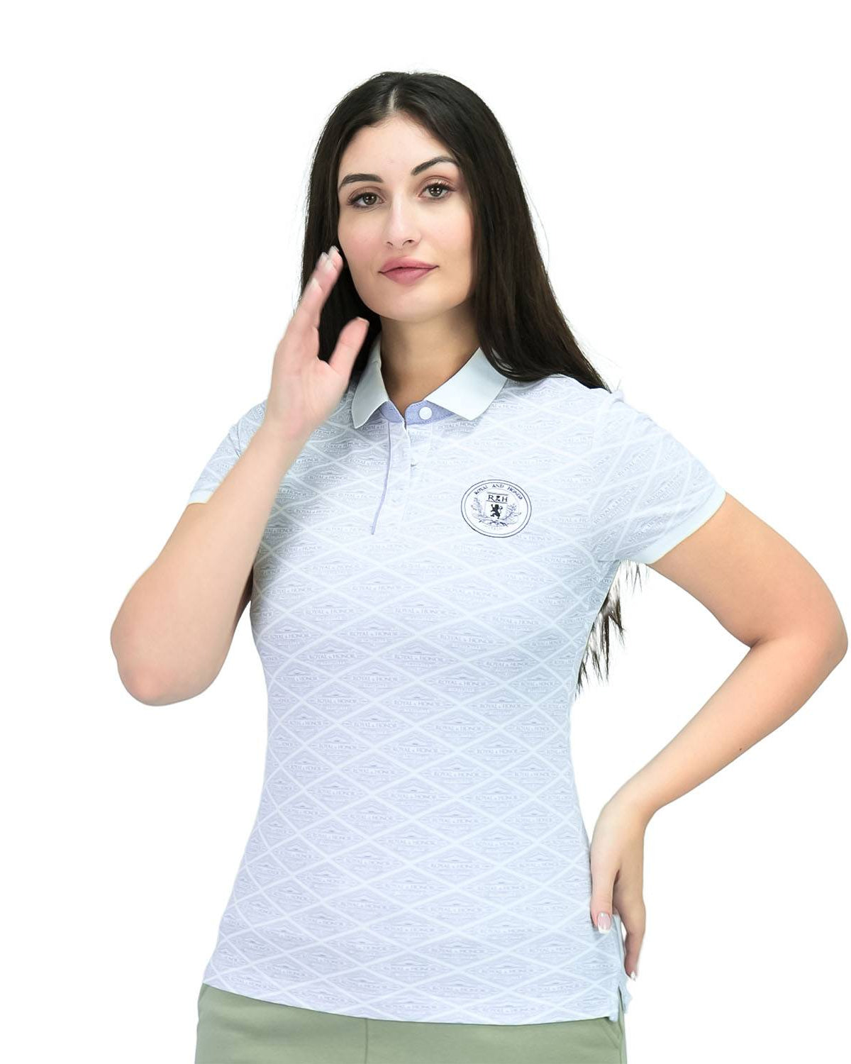 Quick buy Women's Cotton Lycra Pique Polo Shirt, Classic Print, Slim Fit