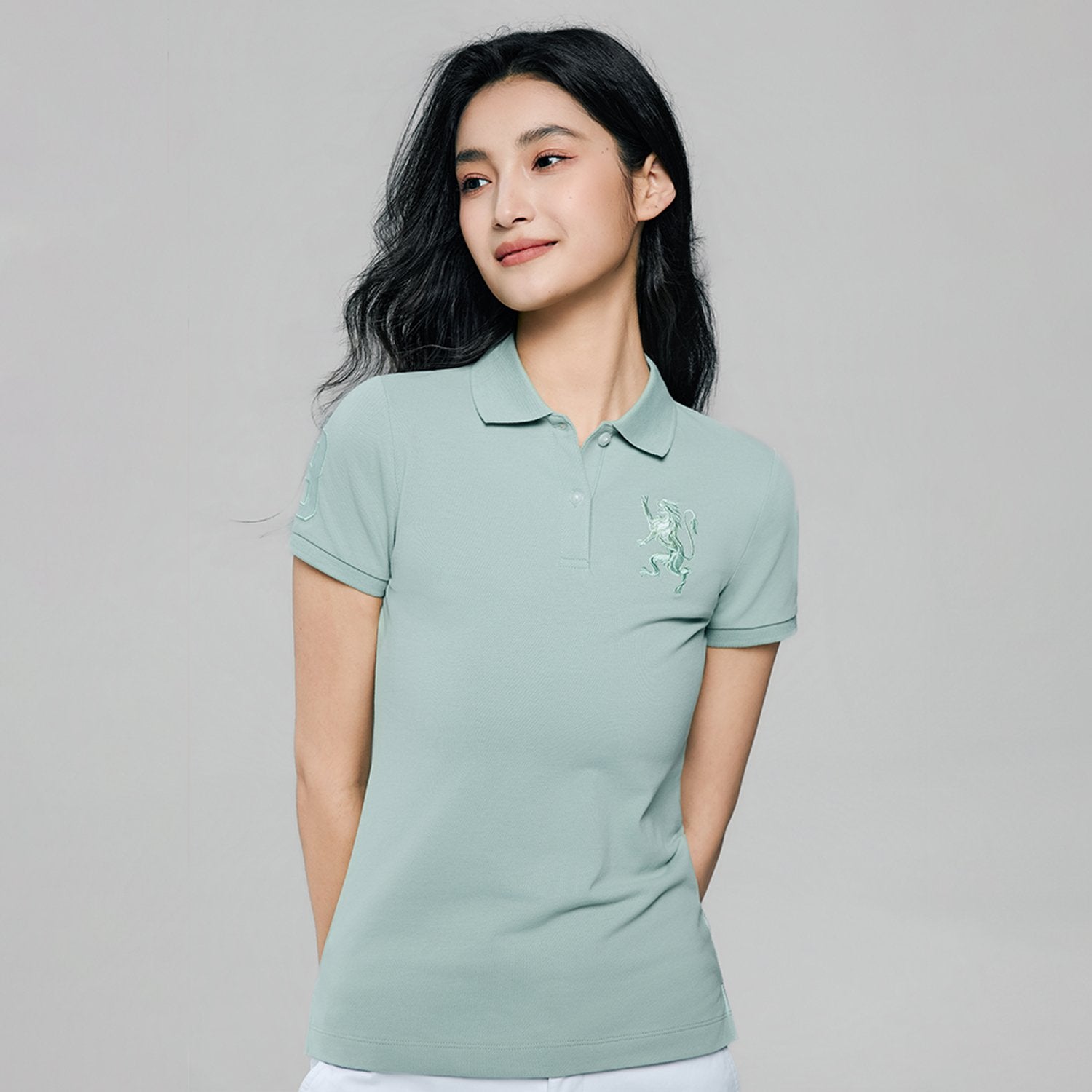 Women's Slim Fit Embroidered 3D Lion Polo - Image 5