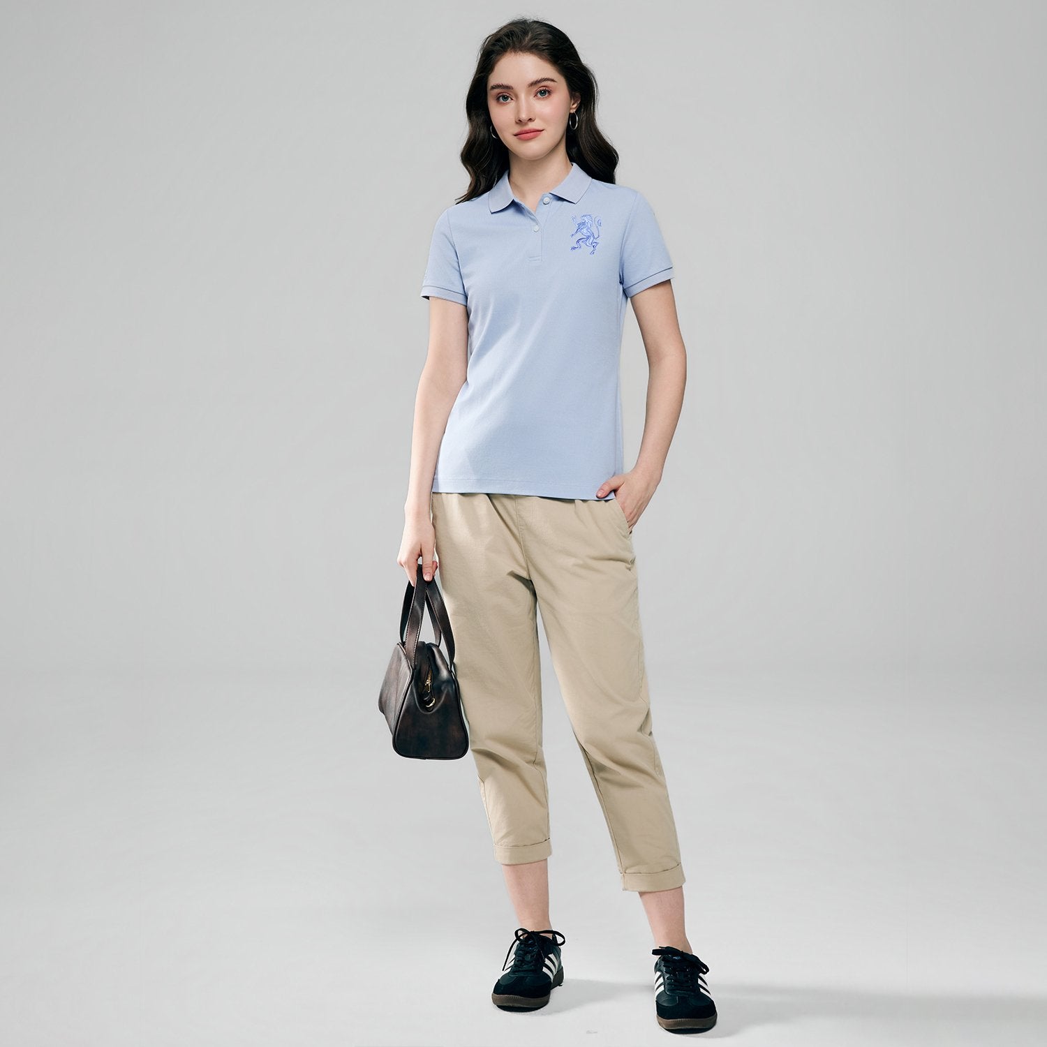 Women's Slim Fit Embroidered 3D Lion Polo - Image 1