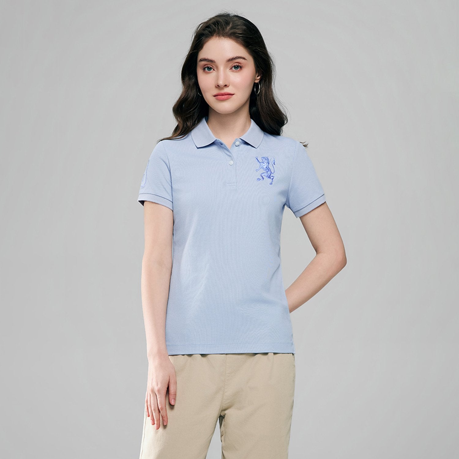 Women's Slim Fit Embroidered 3D Lion Polo - Image 2