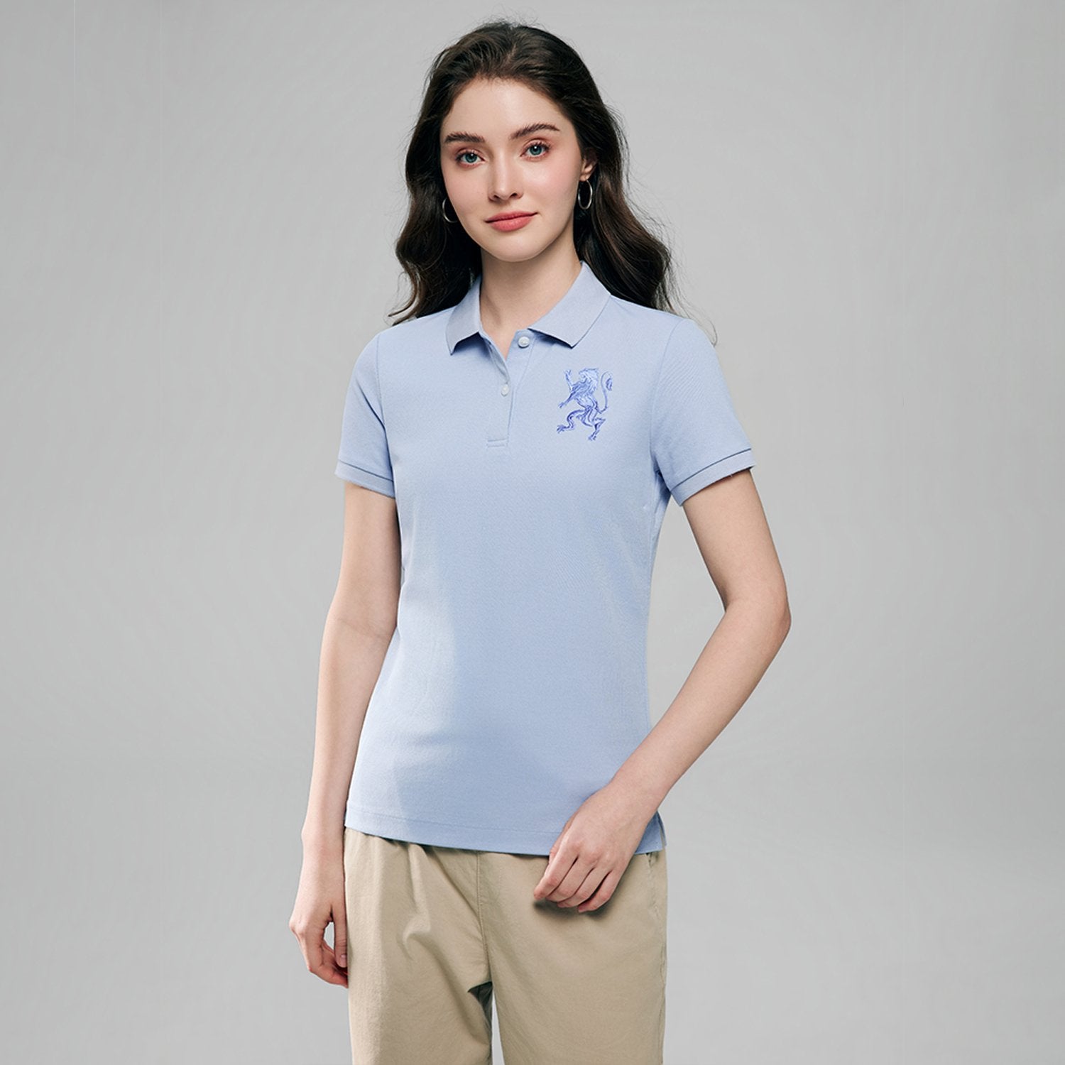 Women's Slim Fit Embroidered 3D Lion Polo - Image 4