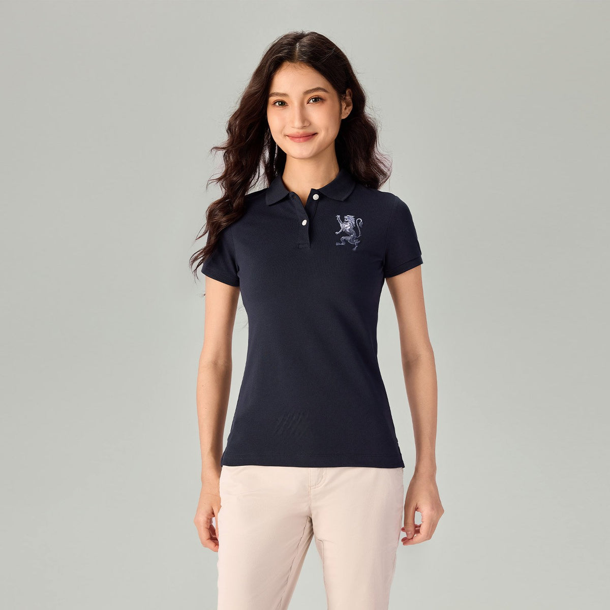 Women's Slim Fit Embroidered 3D Lion Polo - Image 5