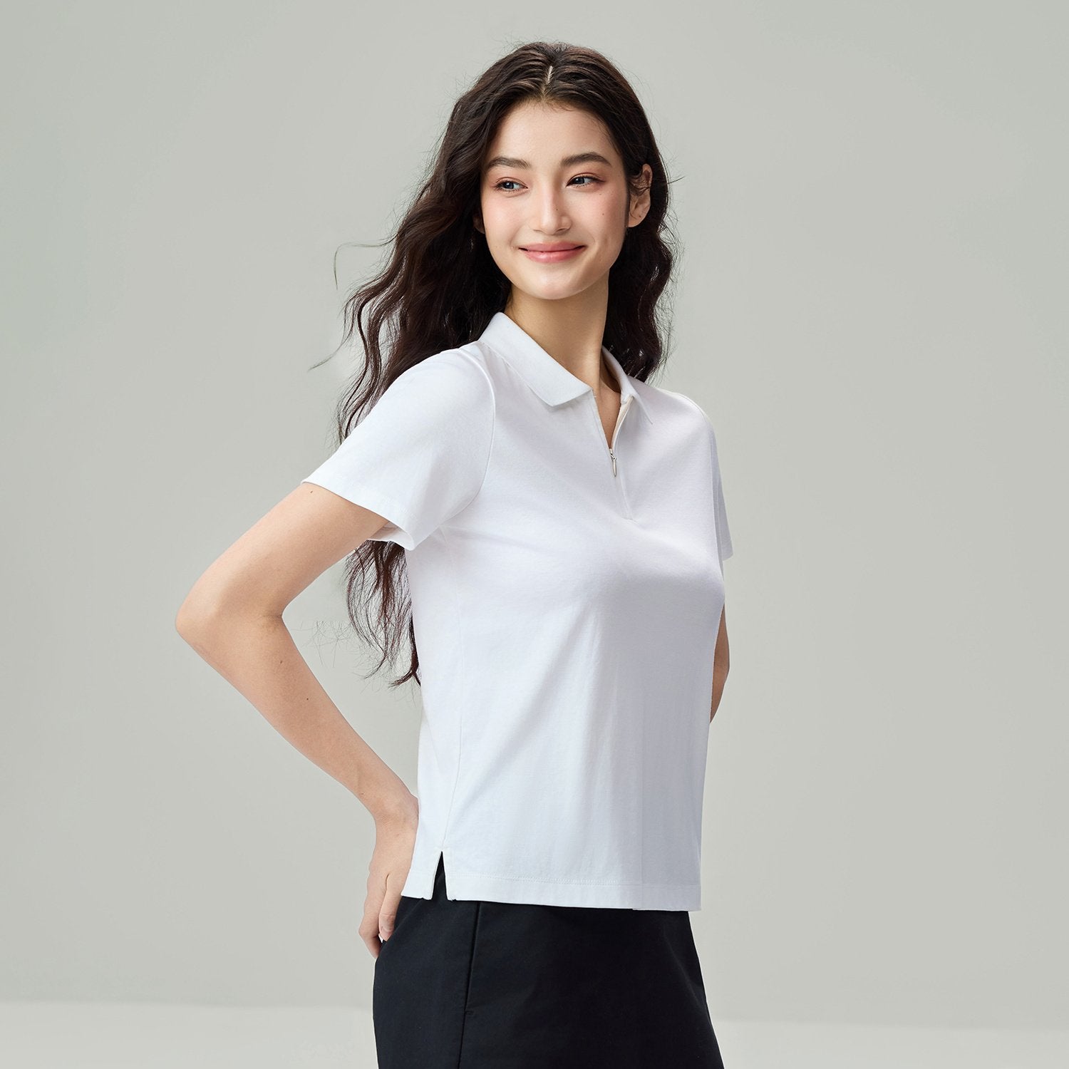 Women's Liquid Touch Regular Fit Short Sleeve Half-Zip Polo - Image 2