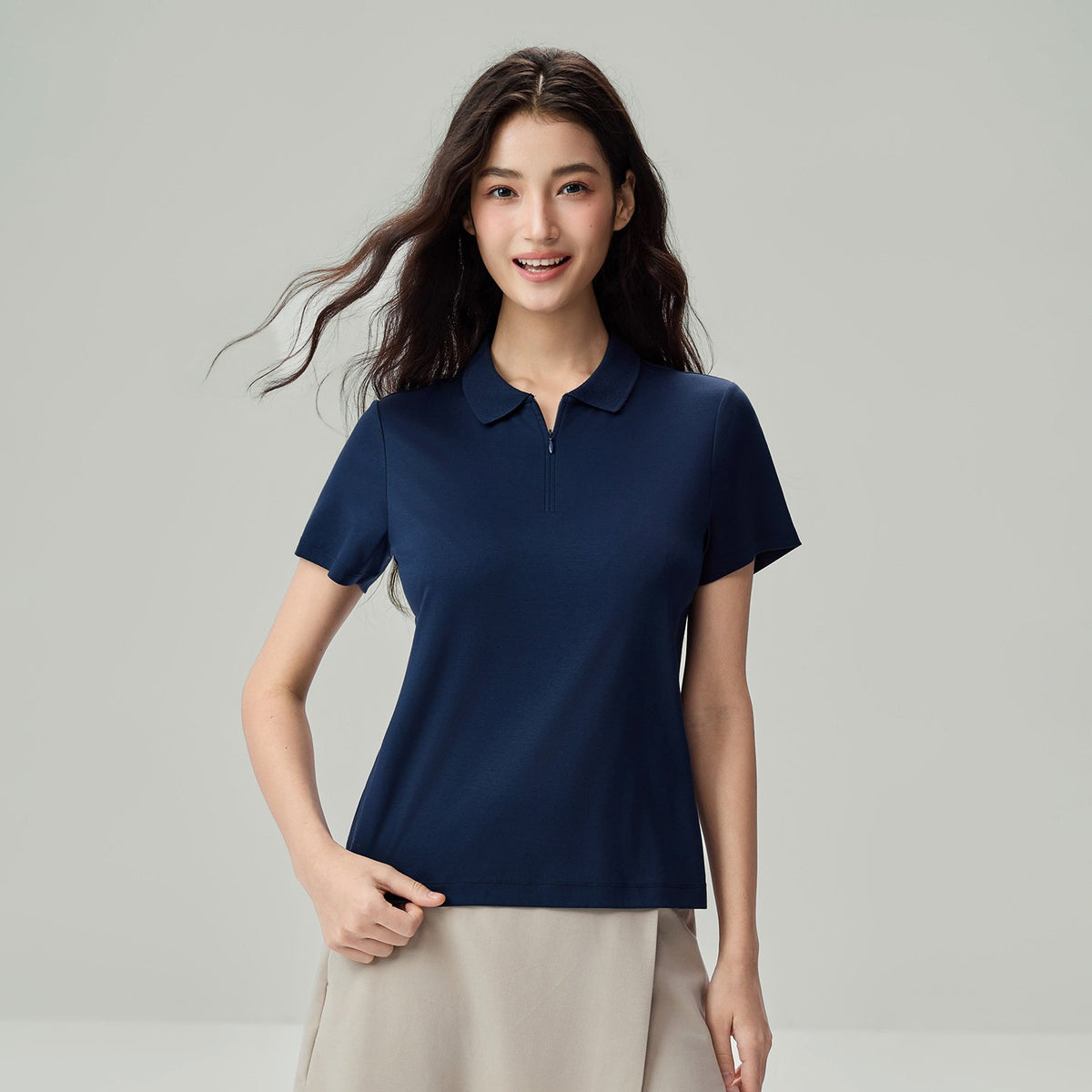 Women's Liquid Touch Regular Fit Short Sleeve Half-Zip Polo - Image 4