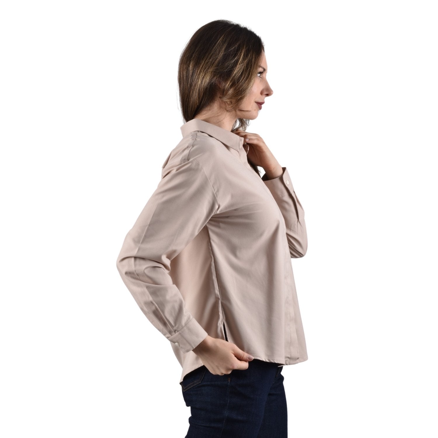 Women's Twill Acute Collar Loose Fit Shirt - Image 3
