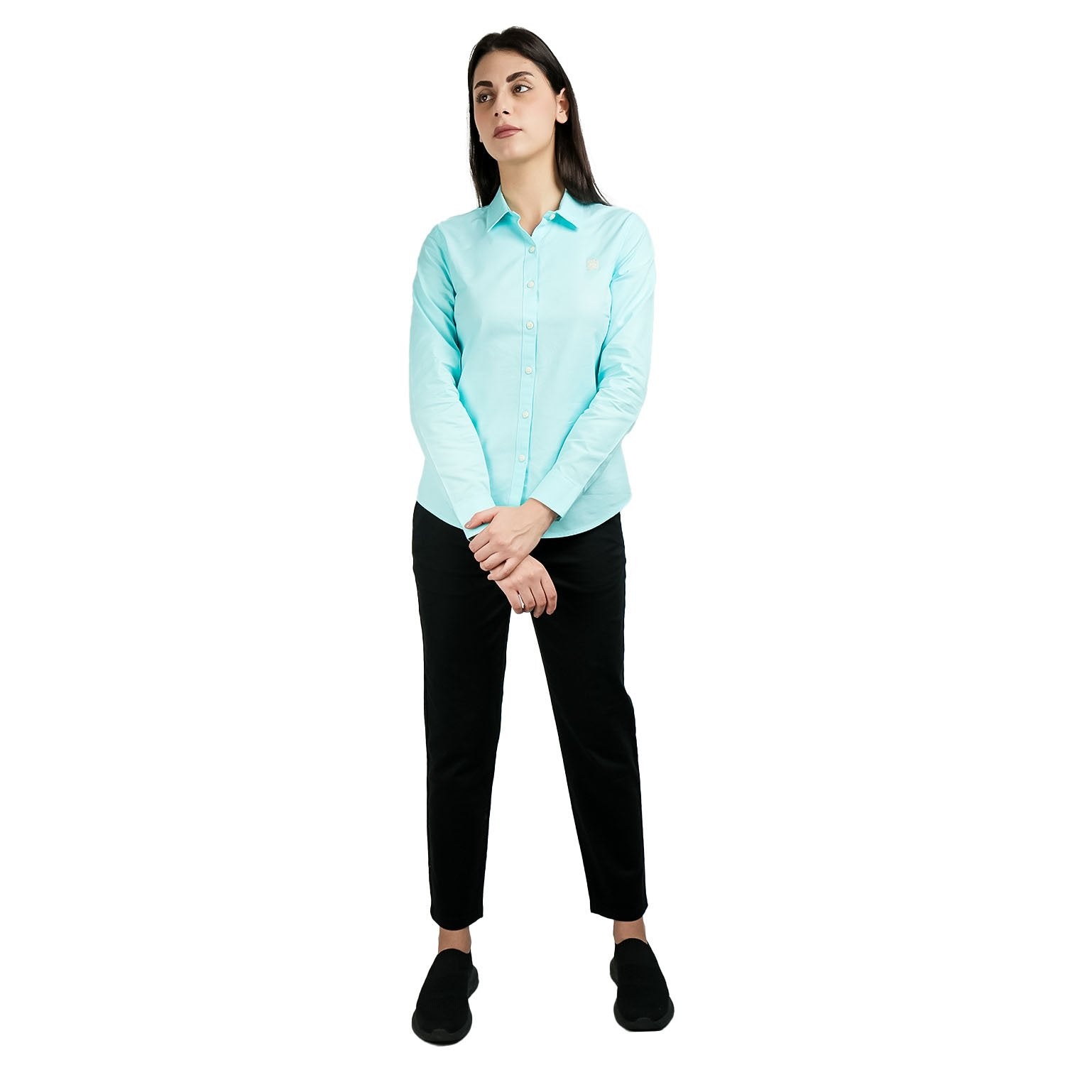 Women's Cotton Oxford Acute Collar Long Sleeve - Image 2