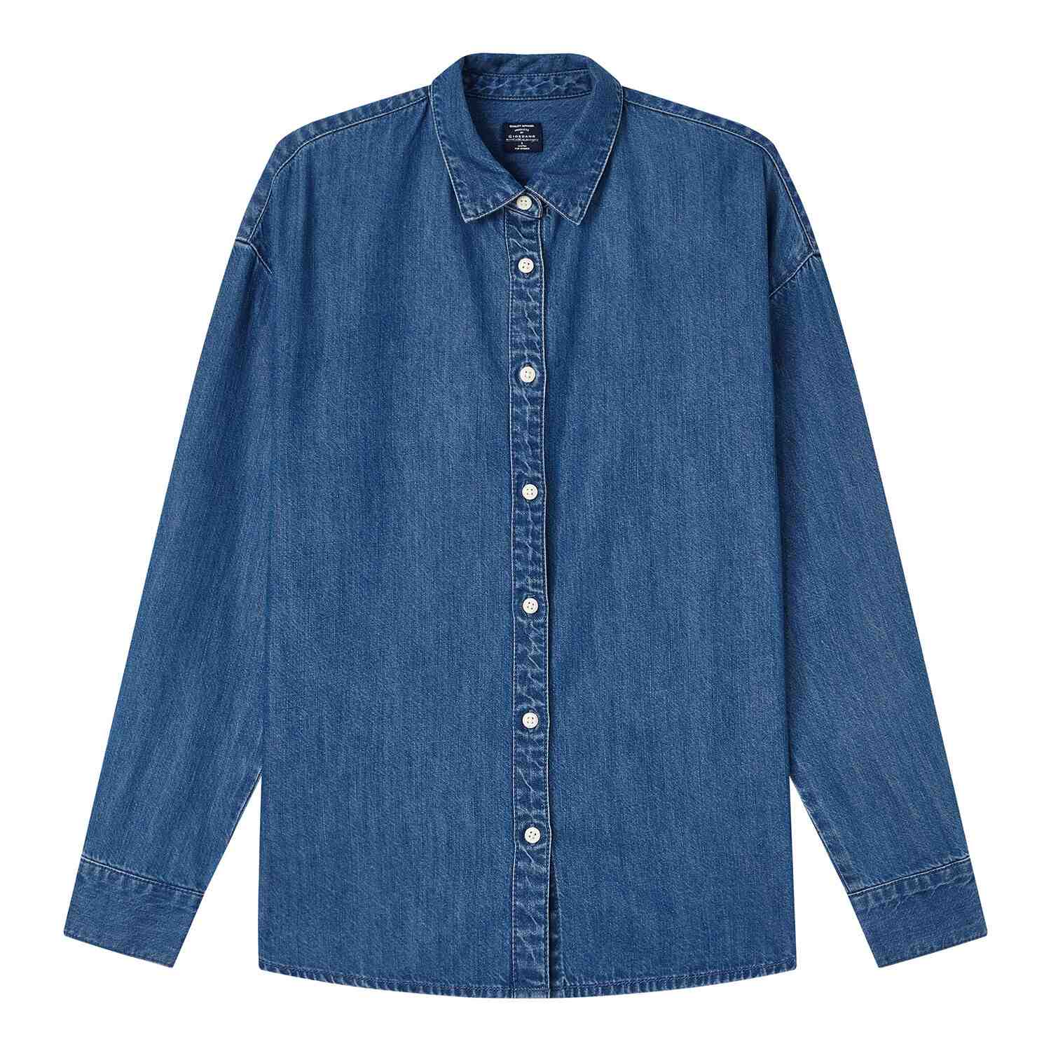 Women's Denim Loose Fit Long Sleeve Button-Front Shirt - Image 7