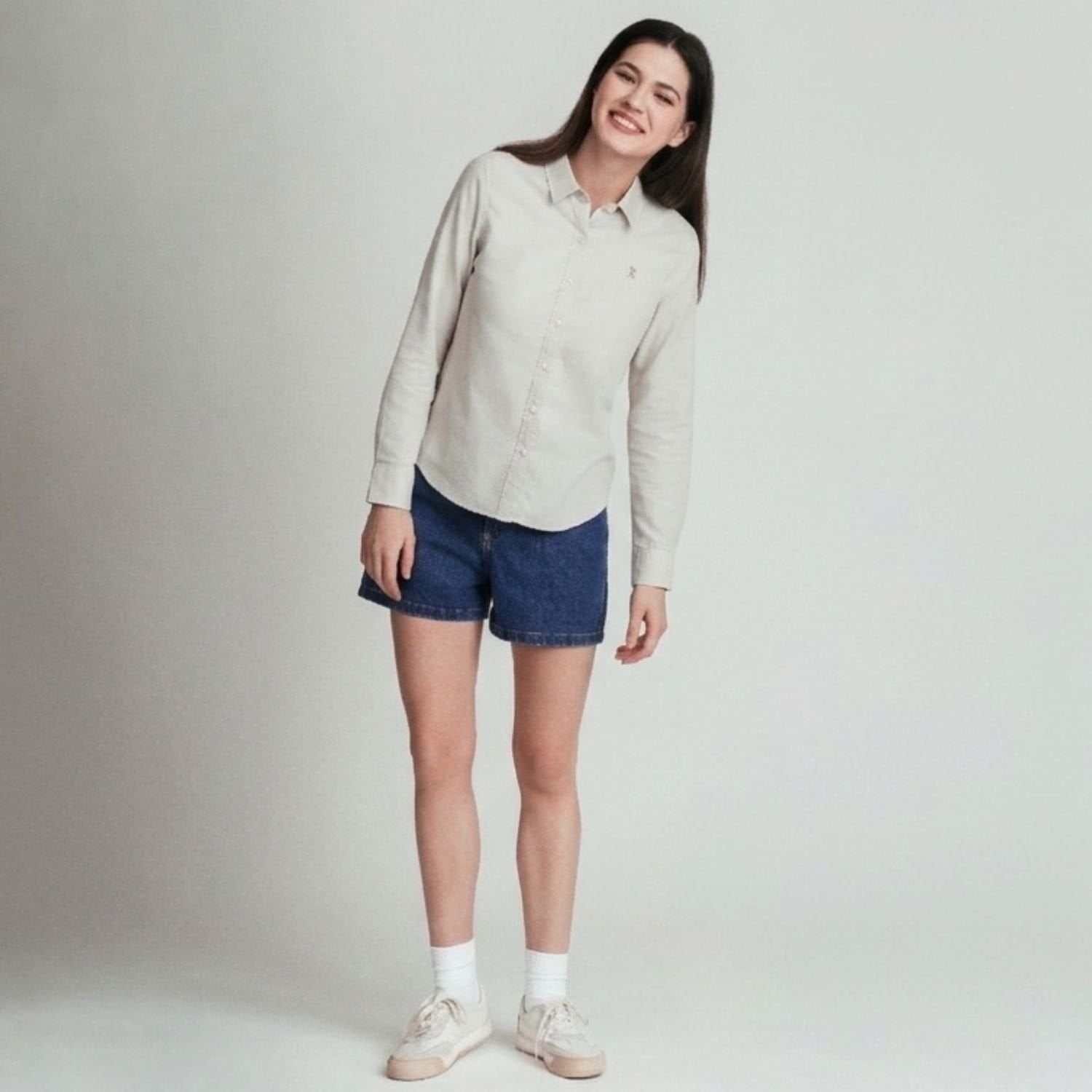 Women's Oxford Long Sleeve Embroidery Shirt - Image 2