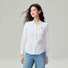 Women's Cotton Oxford Acute Collar Long Sleeve Shirt - Image 1