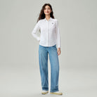 Women's Cotton Oxford Acute Collar Long Sleeve Shirt - Image 2