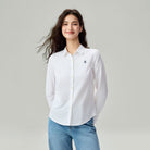 Women's Cotton Oxford Acute Collar Long Sleeve Shirt - Image 3