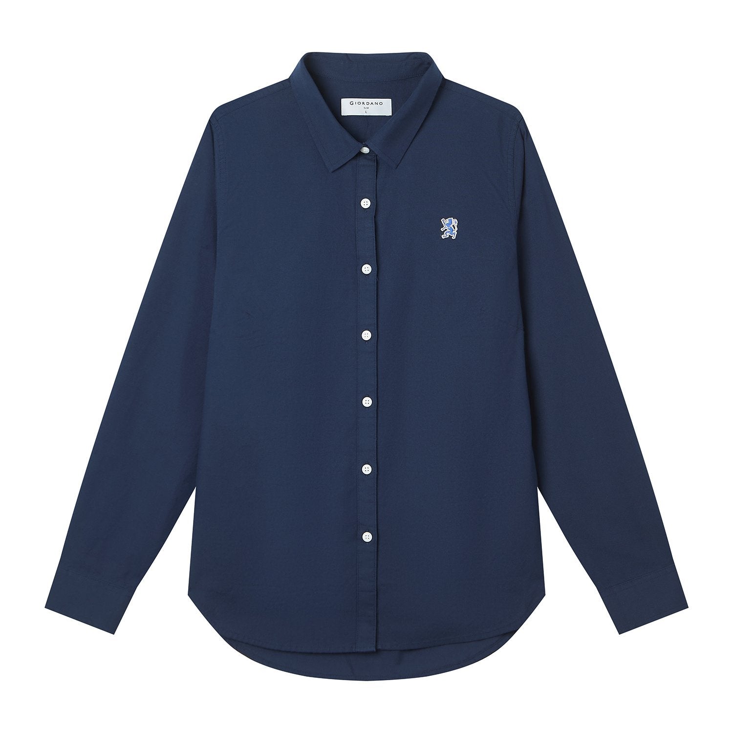 Women's Cotton Oxford Acute Collar Long Sleeve Shirt - Image 7
