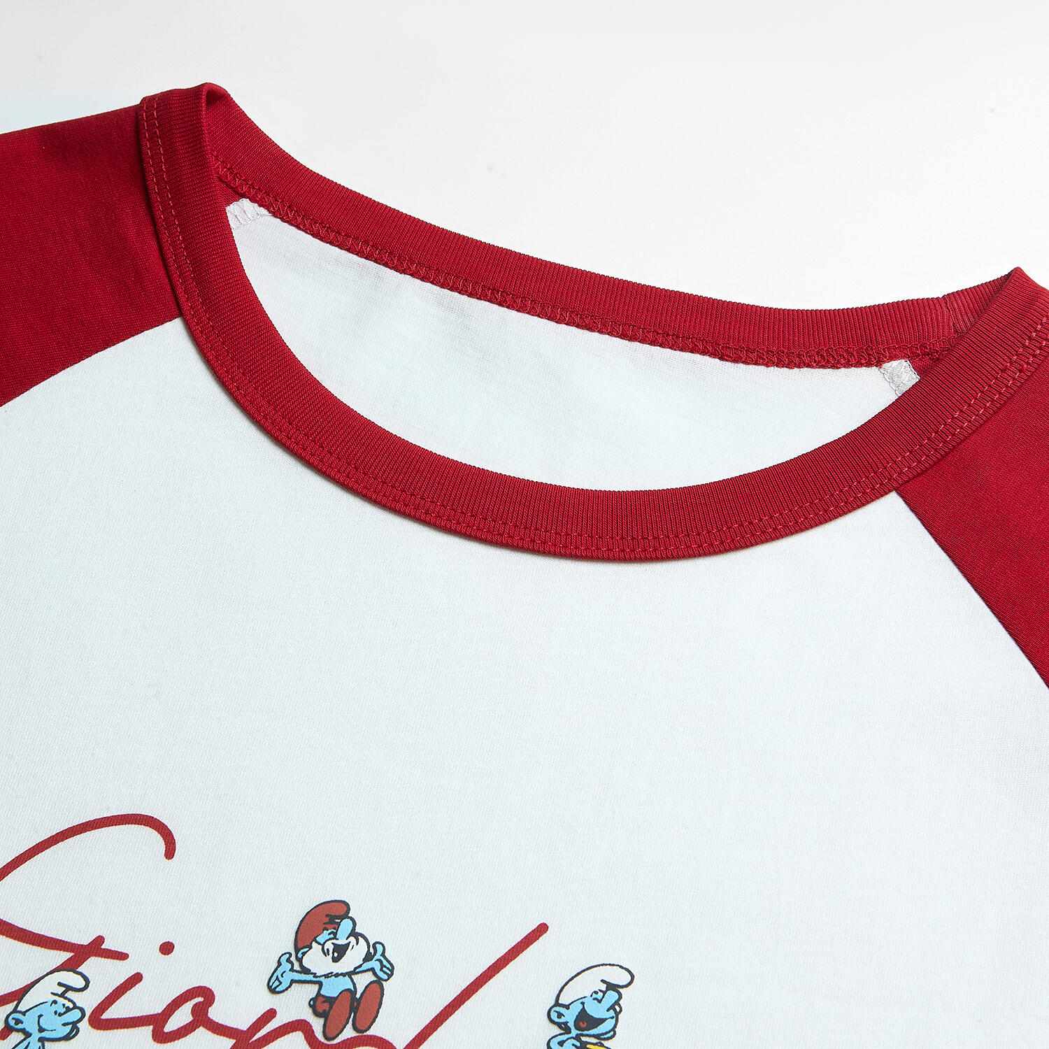 Women's Comfort Fit Raglan Sleeve Smurfs Print Crew Neck Tee - Image 9