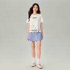 Women's Comfort Fit Raglan Sleeve Smurfs Print Crew Neck Tee - Image 1