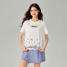Women's Comfort Fit Raglan Sleeve Smurfs Print Crew Neck Tee - Image 3