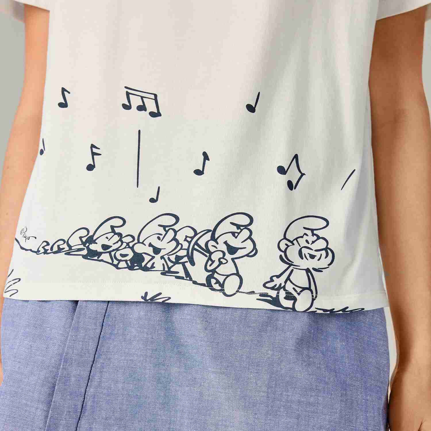 Women's Comfort Fit Raglan Sleeve Smurfs Print Crew Neck Tee - Image 4
