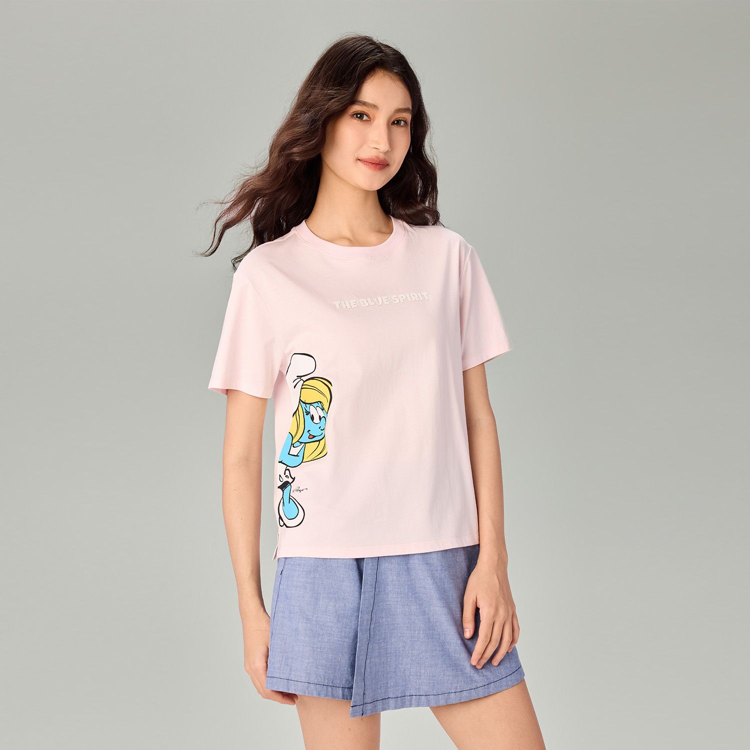 Women's Comfort Fit Raglan Sleeve Smurfs Print Crew Neck Tee - Image 4