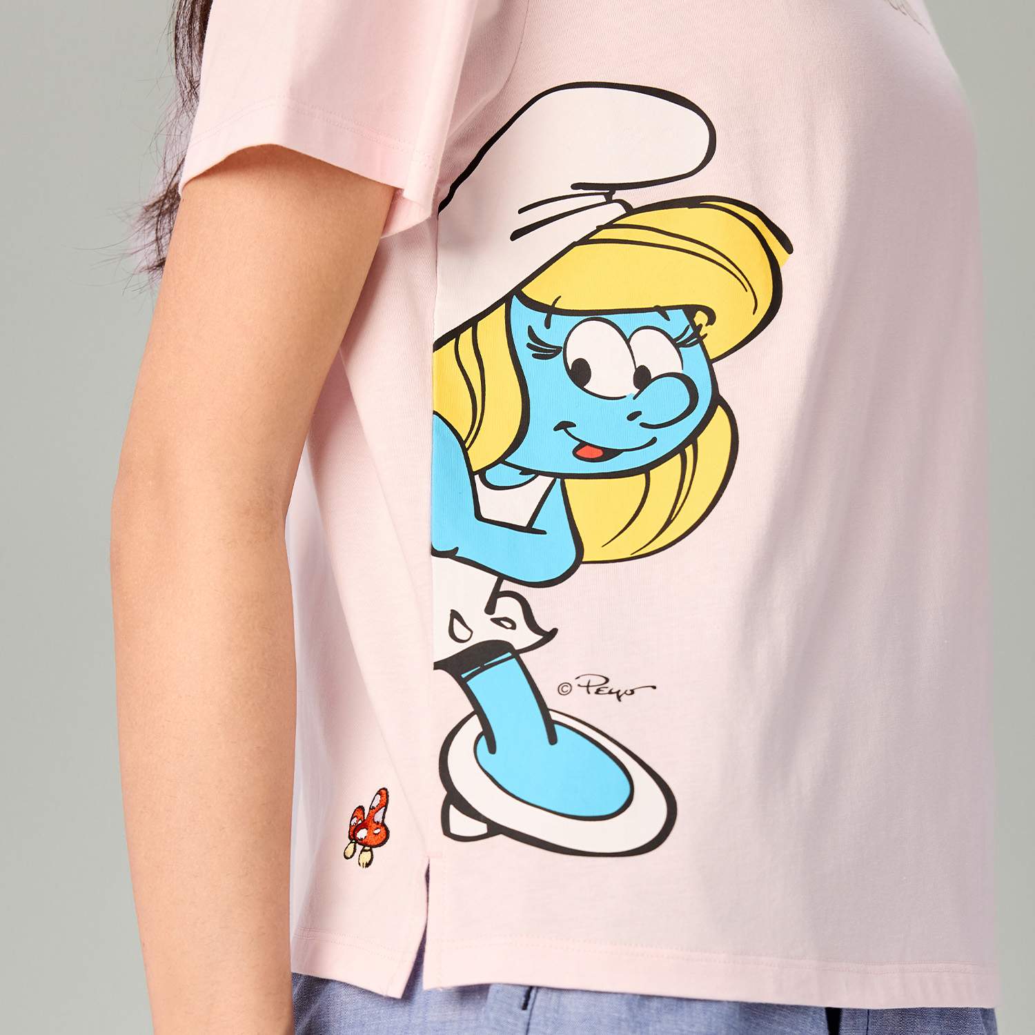 Women's Comfort Fit Raglan Sleeve Smurfs Print Crew Neck Tee - Image 6