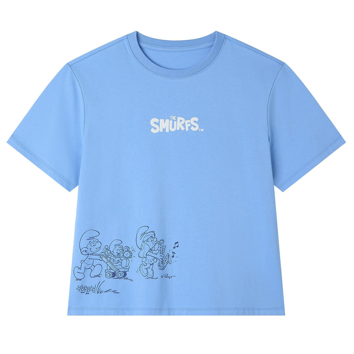Women's Comfort Fit Raglan Sleeve Smurfs Print Crew Neck Tee - Image 7
