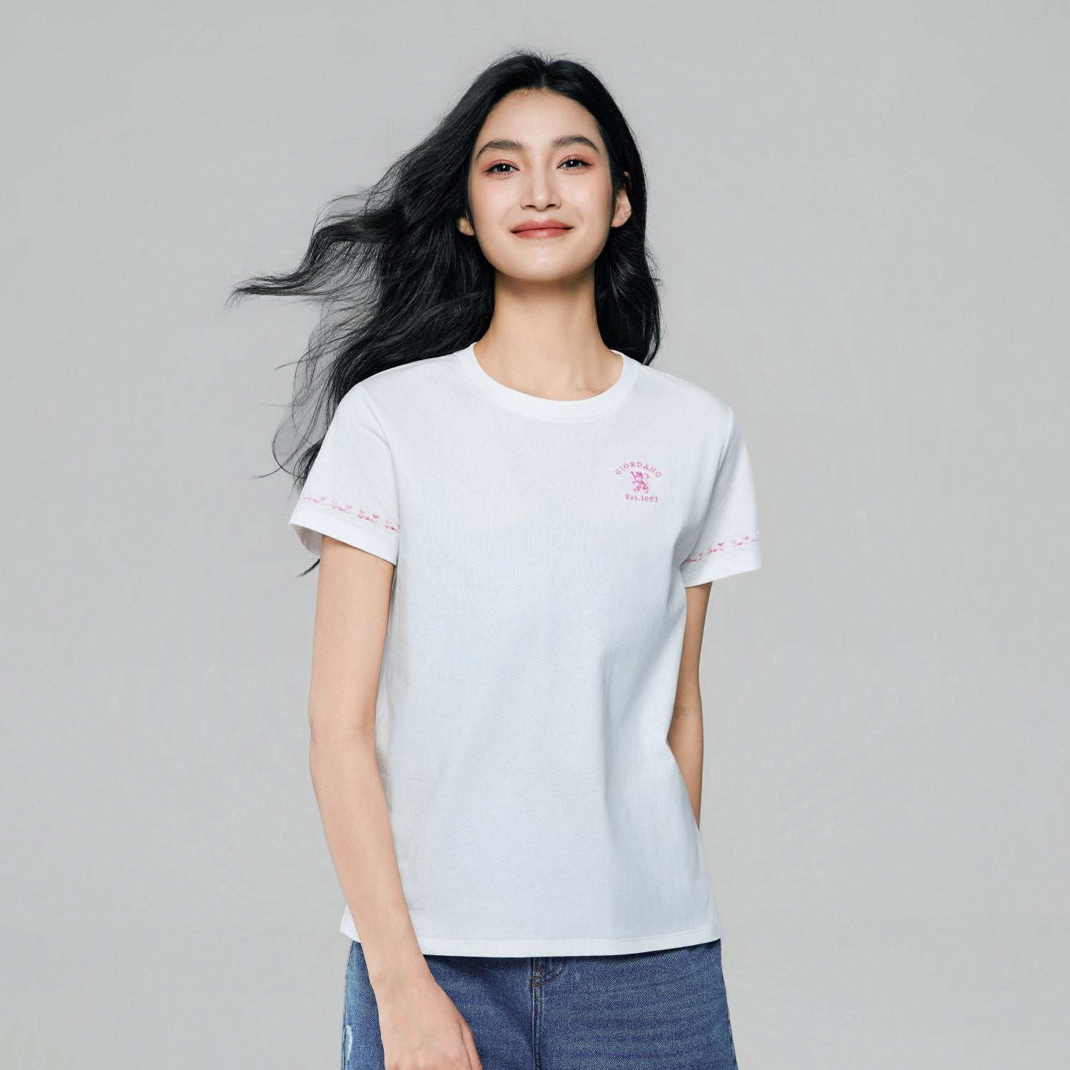 Women's Cotton Jersey Crew Neck Comfort Print Tee - Image 1