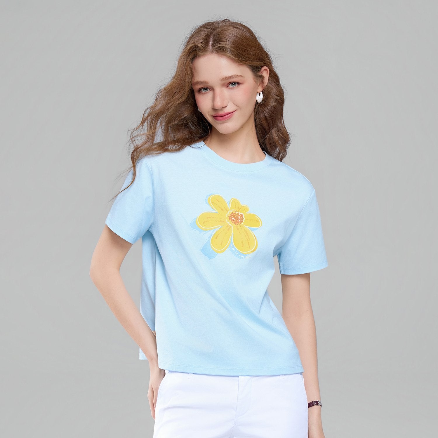 Women Crew Neck Relaxed Fit Print Tee - Image 2
