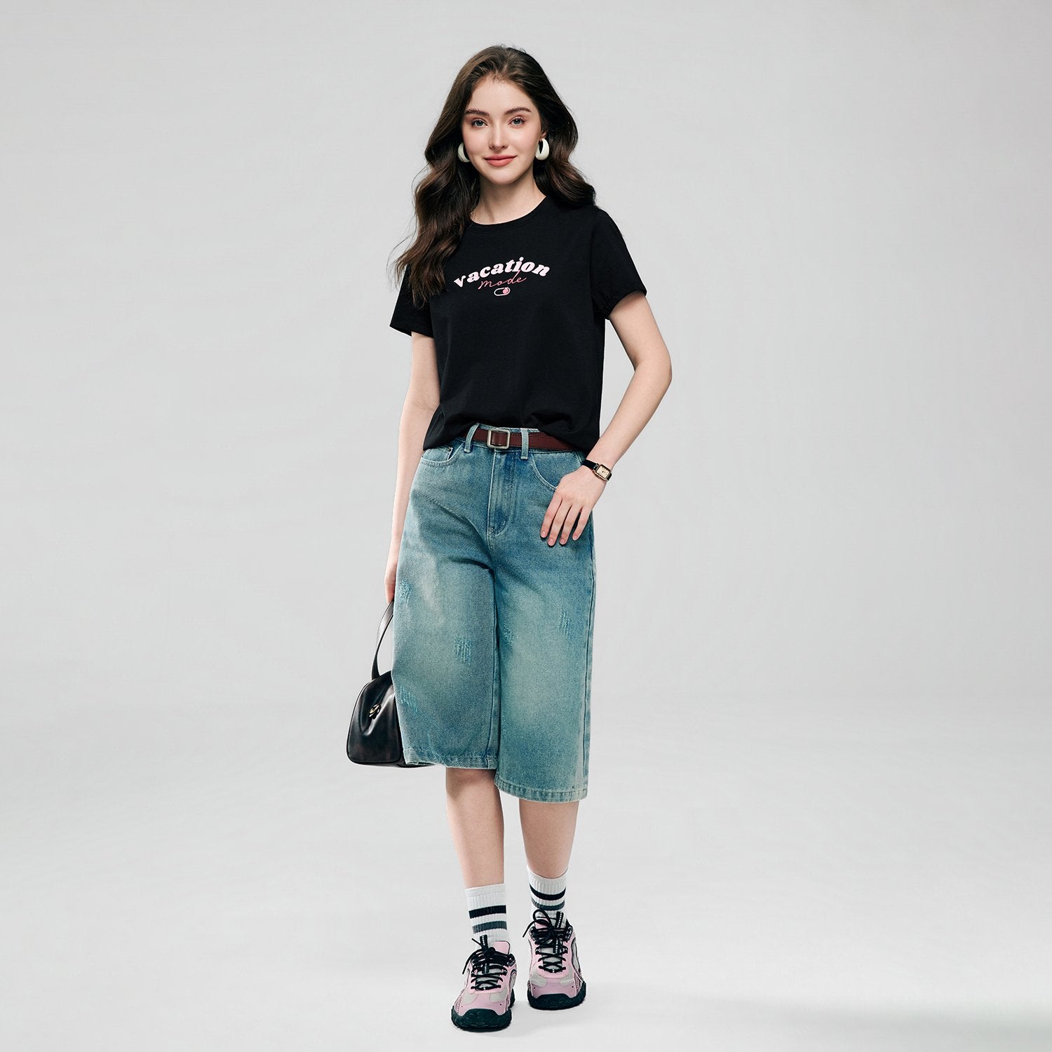 Women's Cotton Crew Neck Printed Comfort Tee - Image 1