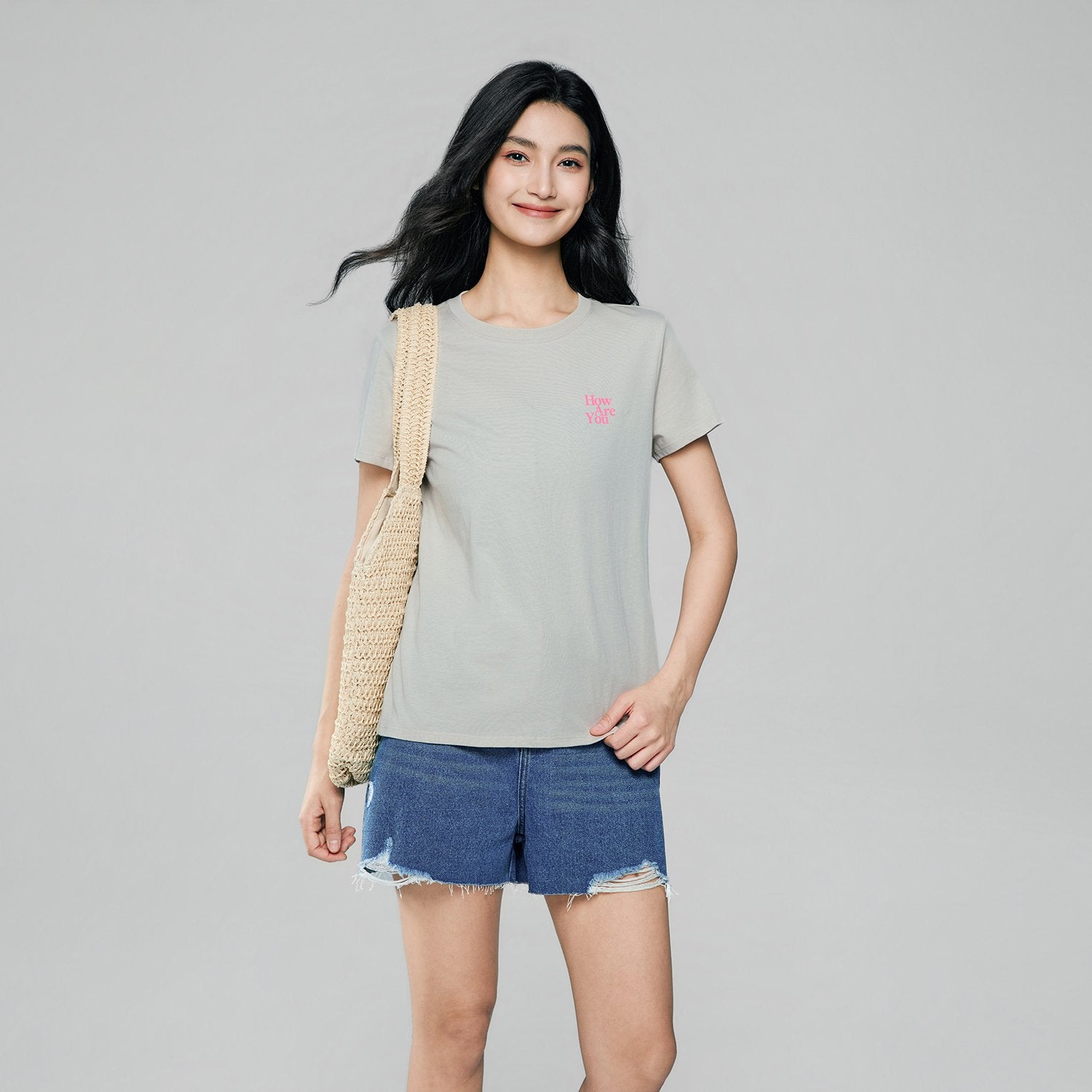 Women's Cotton Crew Neck Printed Comfort Tee - Image 2