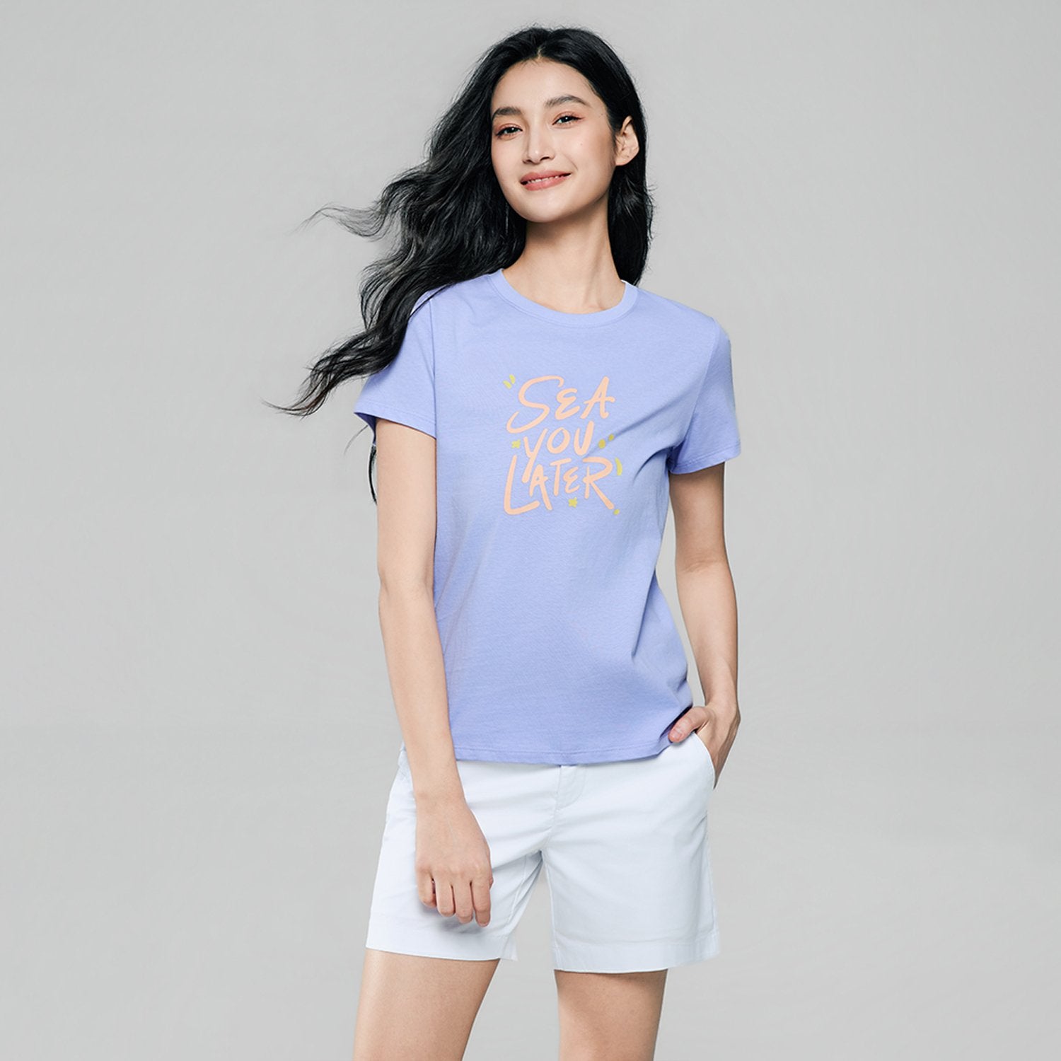 Women's Cotton Crew Neck Printed Comfort Tee - Image 3