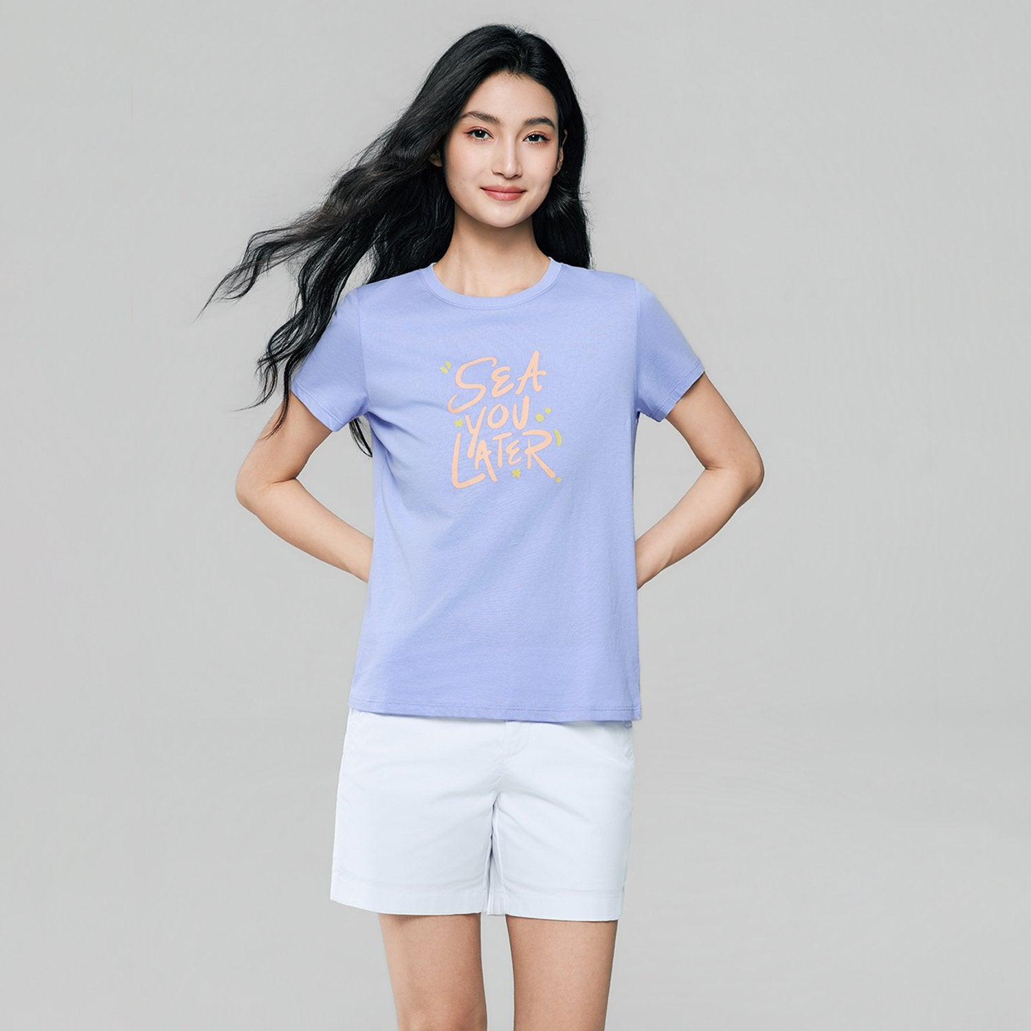 Women's Cotton Crew Neck Printed Comfort Tee - Image 4