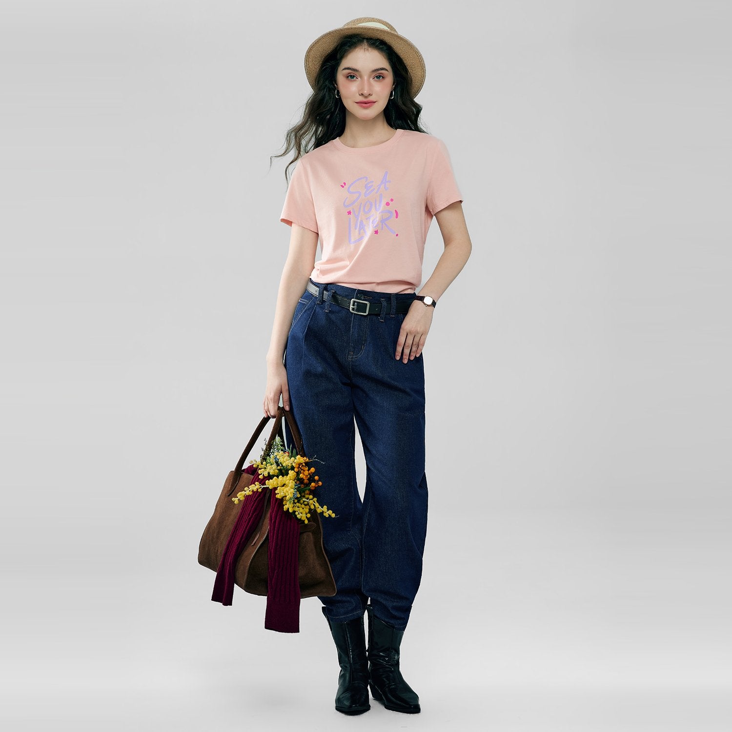 Women's Cotton Crew Neck Printed Comfort Tee - Image 1