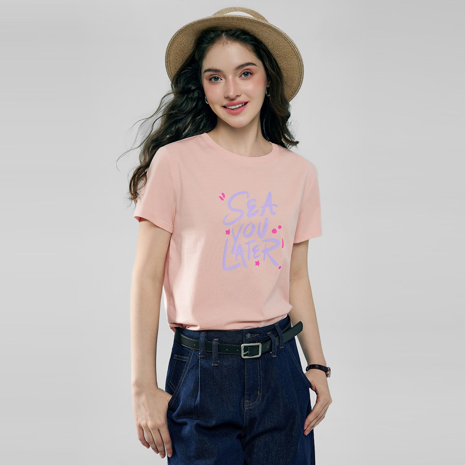 Women's Cotton Crew Neck Printed Comfort Tee - Image 4