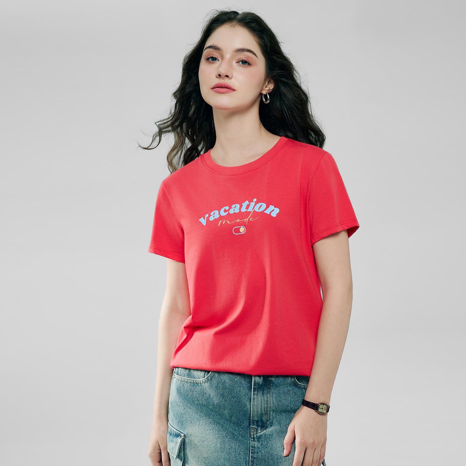 Women's Cotton Crew Neck Printed Comfort Tee - Image 2