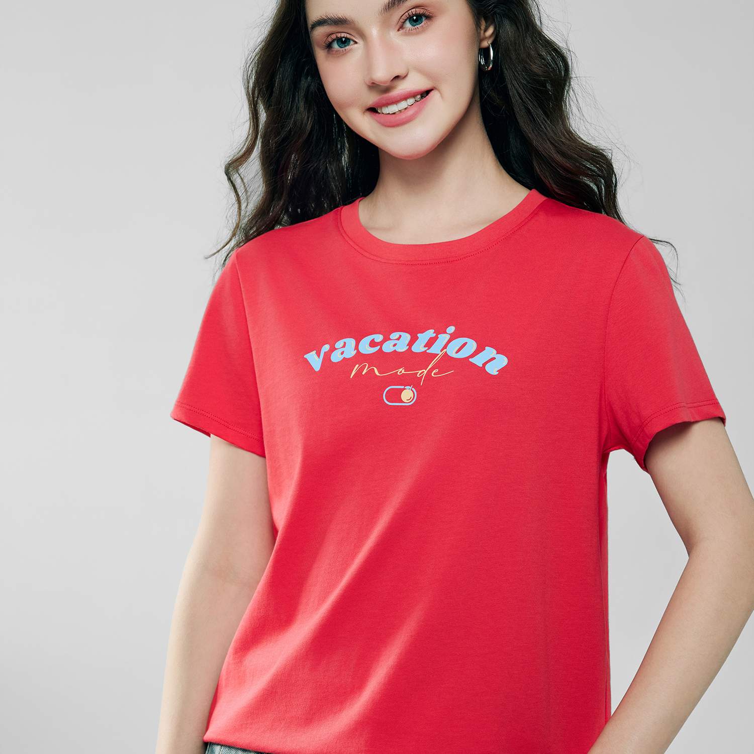 Women's Cotton Crew Neck Printed Comfort Tee - Image 4