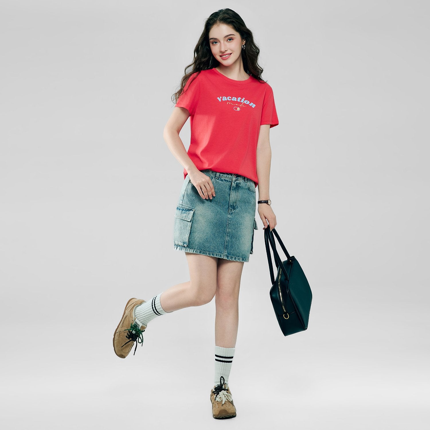 Women's Cotton Crew Neck Printed Comfort Tee - Image 5