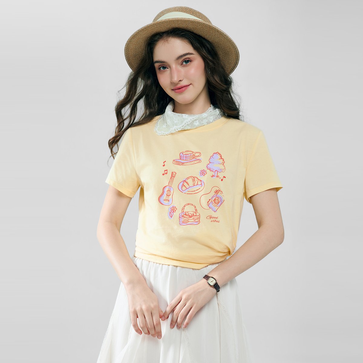 Women’s Cotton Crew Neck Printed Comfort Tee - Image 3