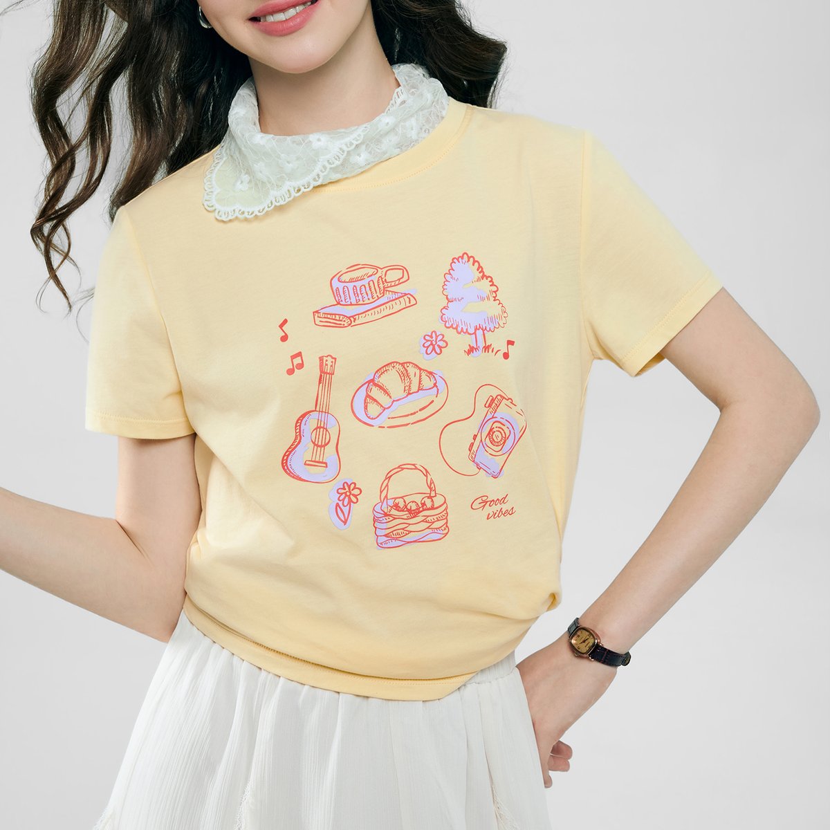 Women’s Cotton Crew Neck Printed Comfort Tee - Image 4