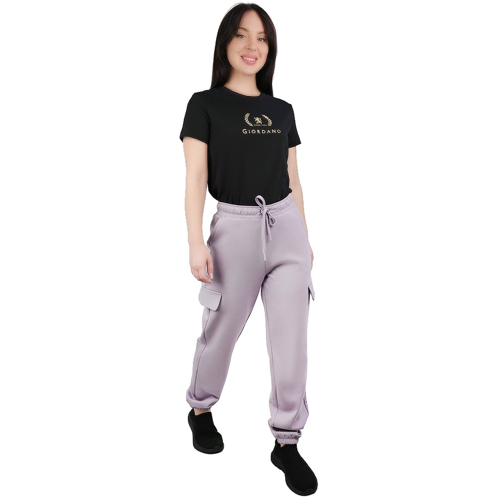 Women's Regular Fit High-Waist Interlock Cargo Joggers - Image 2