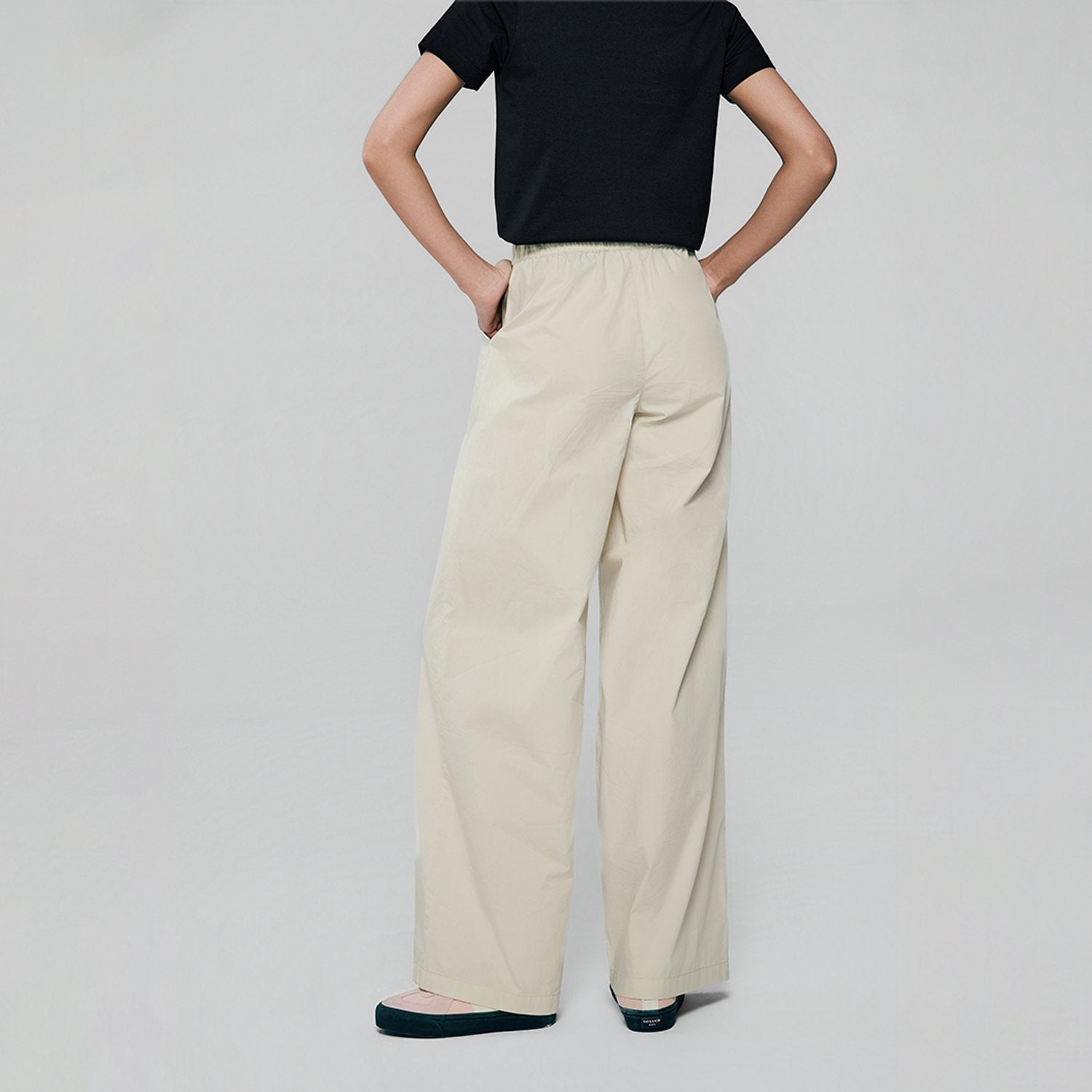 Women High Waist Wide Leg Elastic Waist Pants - Image 2
