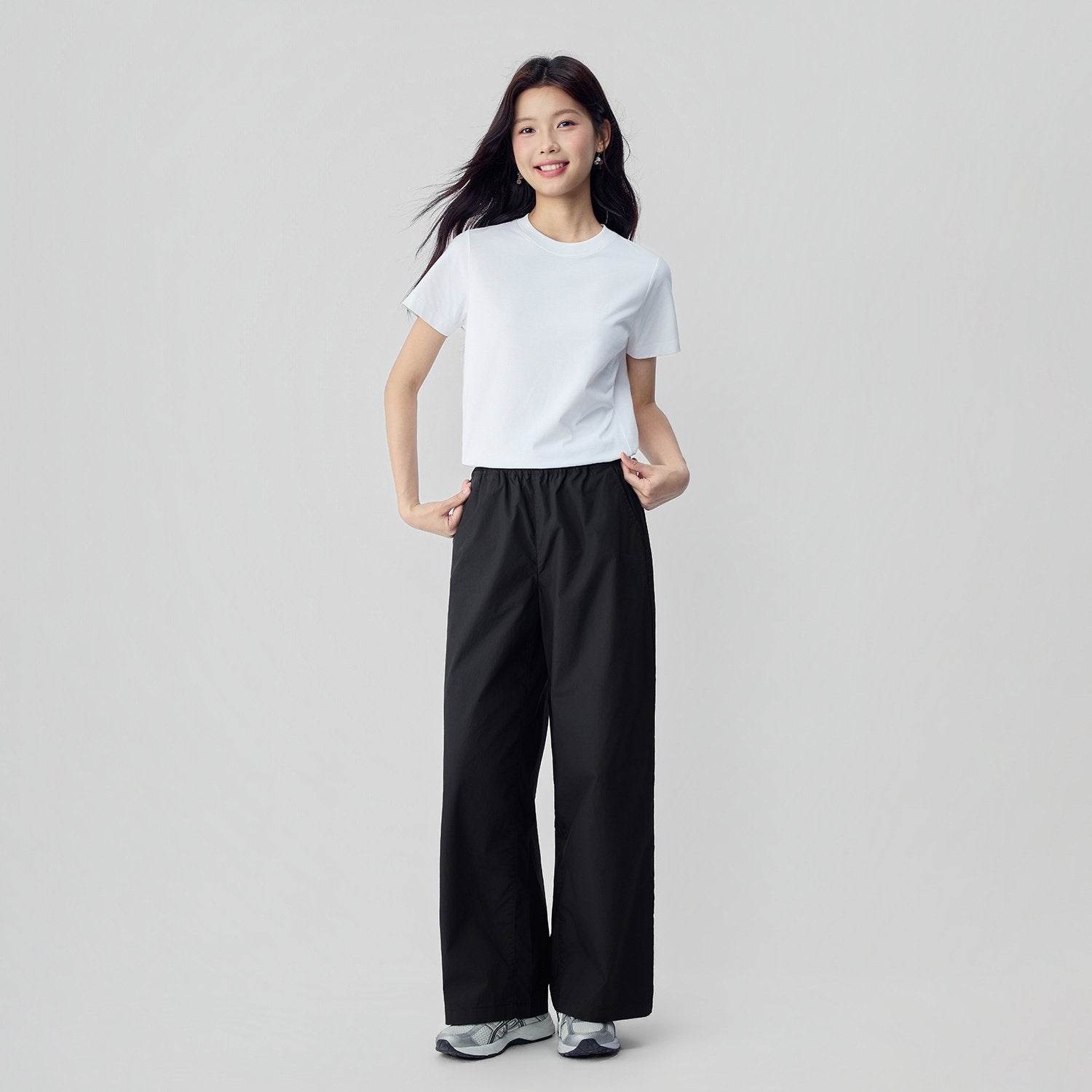 Women High Waist Wide Leg Elastic Waist Pants - Image 1