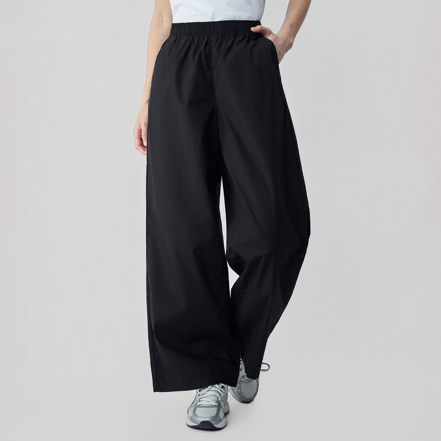 Women High Waist Wide Leg Elastic Waist Pants - Image 2