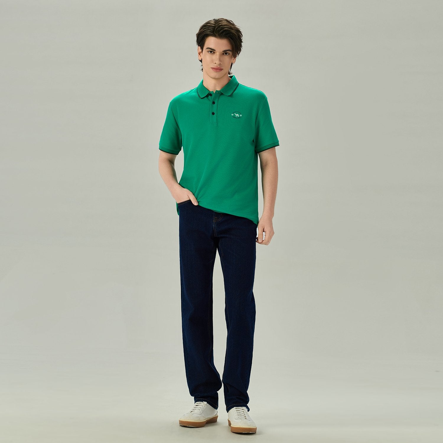 Men's Regular Embroidery Solid Polo - Image 2