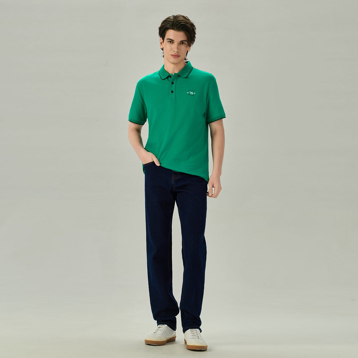 Men's Regular Embroidery Solid Polo - Image 2