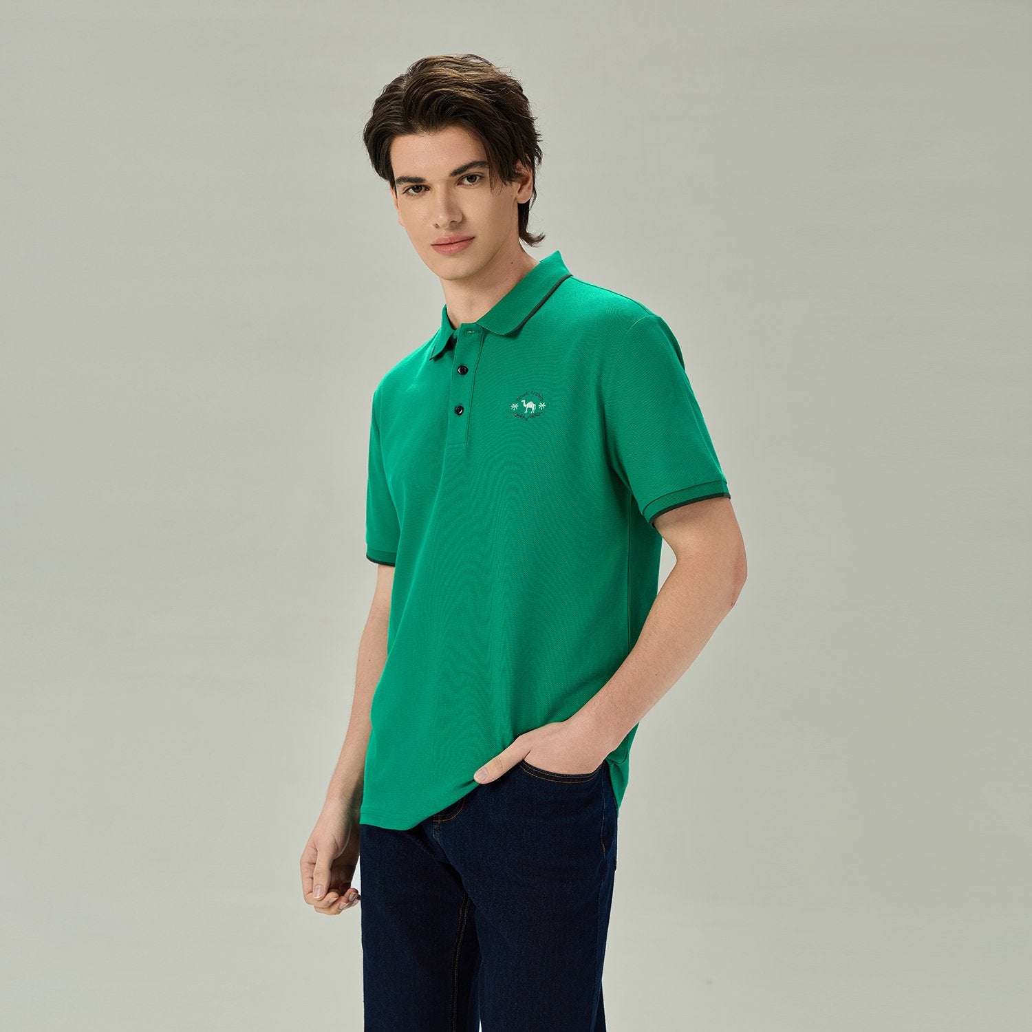 Men's Regular Embroidery Solid Polo - Image 3