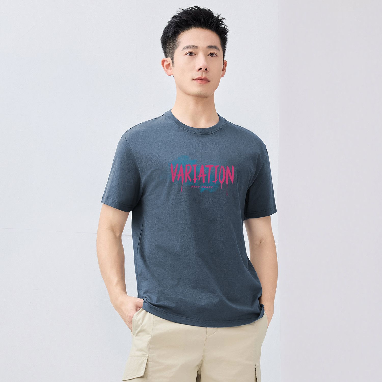 Men's Crew Neck Short Sleeve Regular Fit Print Tee - Image 1