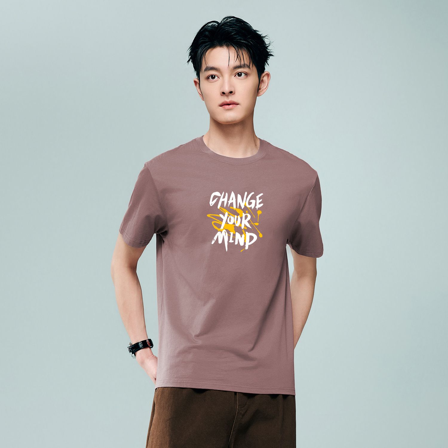 Men's Crew Neck Short Sleeve Regular Fit Print Tee - Image 1