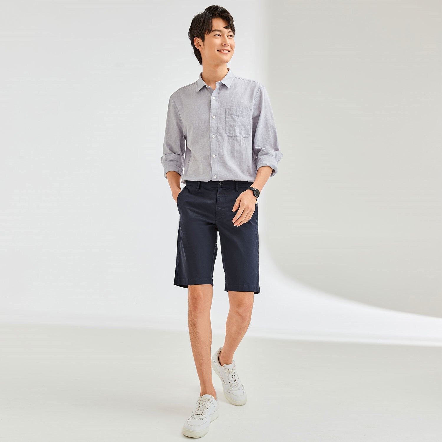 Men's Mid Rise Regular Elastic Waist Shorts - Image 4