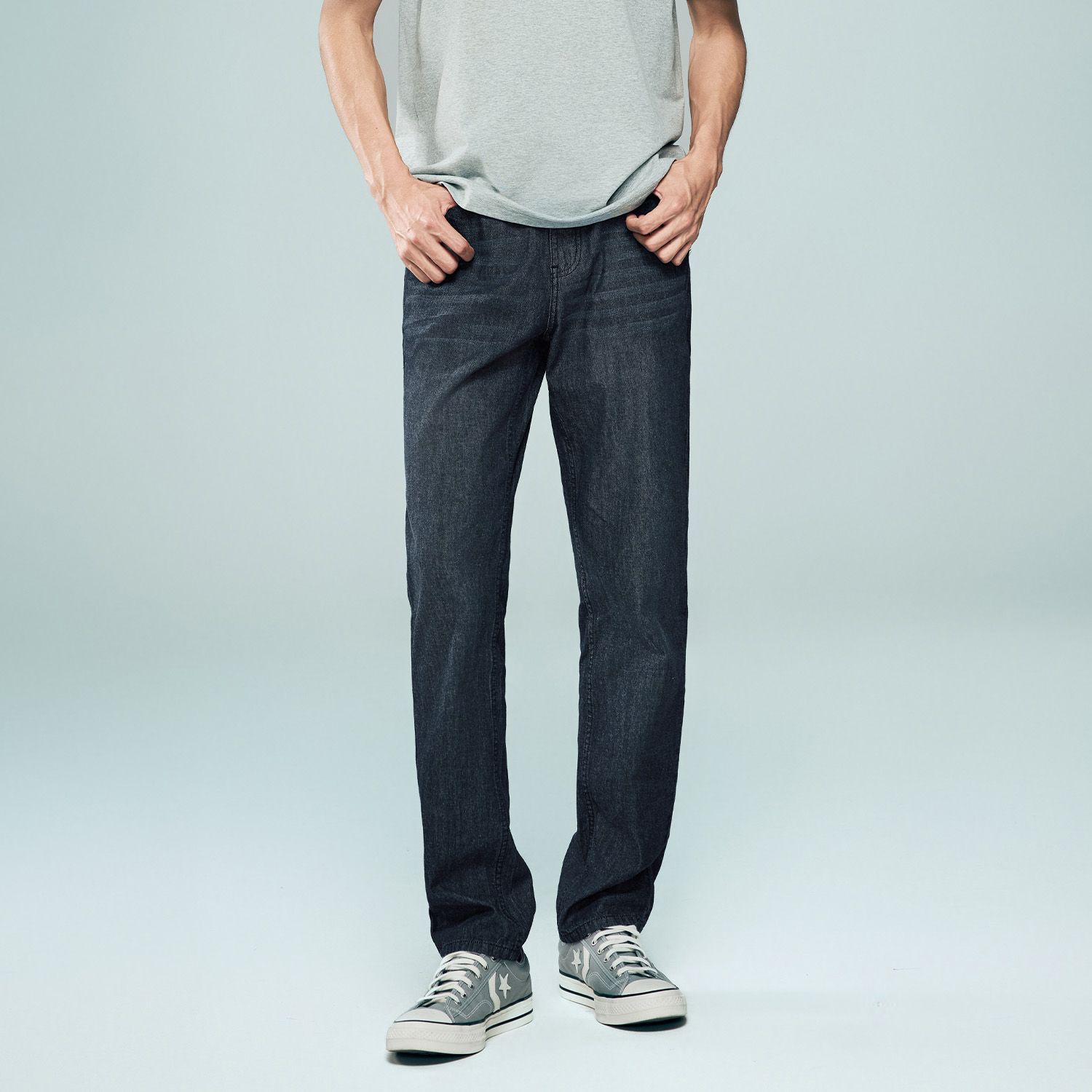 Men's Denim Mid Rise Slim Zipper Jeans - Image 1