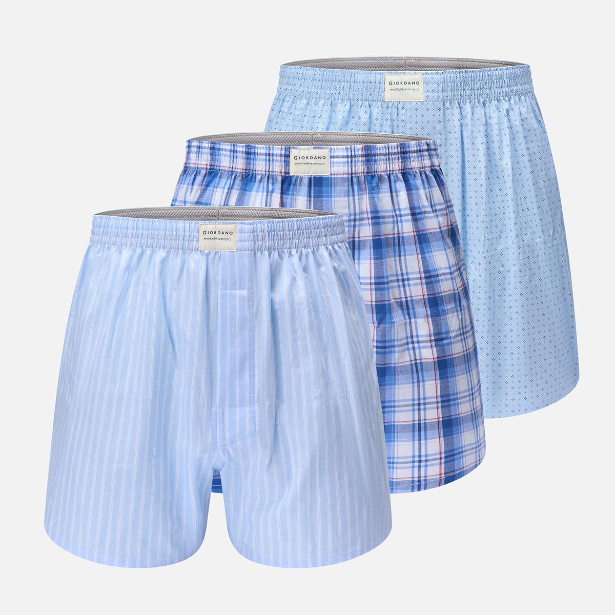Cotton Poplin Regular Fit 3 Pack Boxer - Giordano Online